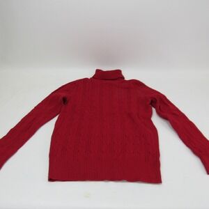 St John's Bay Womens‎ Turtleneck Sweater Red Cable Knit Long Sleeve Med